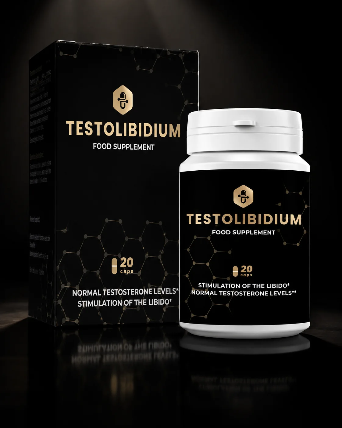 Produktové balenie Testolibidium v štúdiovej scéne